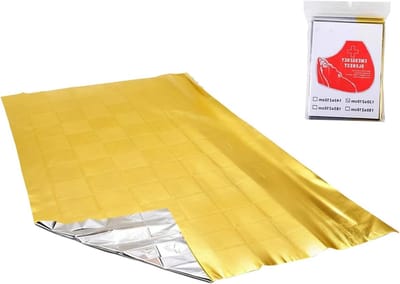 Survival Dekens - Nooddeken Isolatie - Buitenactiviteiten Bescherming - Warmtebehoud Reflectie - 130 x 210 cm - Goud Zilver