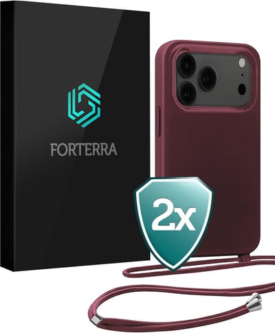 Hoesje Geschikt voor iPhone 17 Pro Case Siliconen Hoes Met Koord - Hoes Geschikt voor iPhone 17 Pro Met Telefoonkoord Hoesje Backcover - Aubergine - 2 PACK