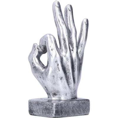 Hars Vingerbeeldje OK Gebaar Beeldje Bureau Ornamenten Huis Retro DecoratieZilver zilver