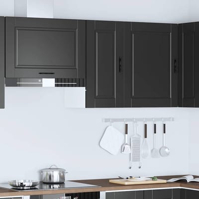 vidaXL - Keukenbovenkast - Porto - bewerkt - hout - zwart