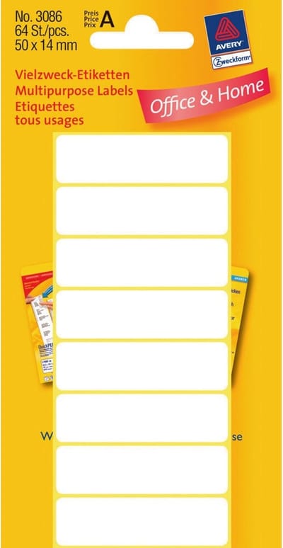 Etiket avery 3086 50x14mm wit 64st | 10 stuks