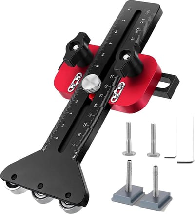 Tafelcirkelzaaggeleiding - Freesaanslag Schuifslee - Herhaalbare Sneden - 3-Wielsysteem Anti-Terugloop - 9.5x19mm U 6x9mm T