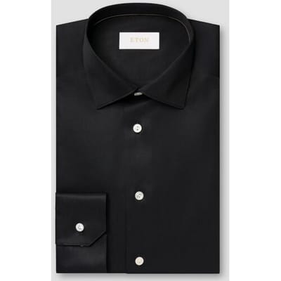 Eton Overhemd Luxury Supima 120 Organic Cotton Twill Mother of Pearl Buttons Zwart / male