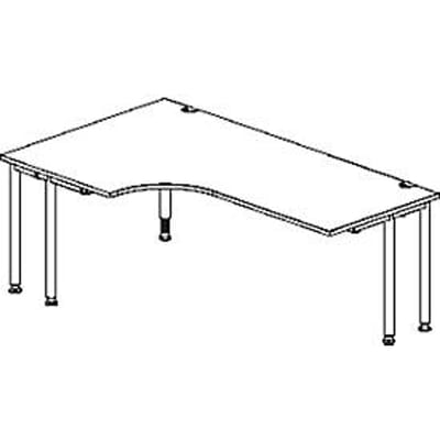 Schäfer Shop  Genius Hoekbureautafel MODENA FLEX 90°, aanbouw links, tweezijdig, ingekorte zijpanelen, 4-poot ronde buis, beukenpatroon