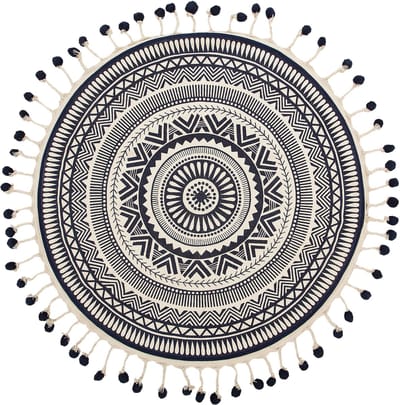 TATVAN - Laagpolig vloerkleed - Marineblauw - 120 cm - Katoen