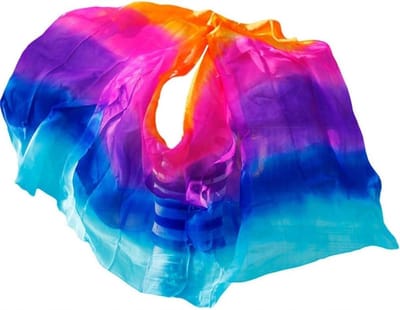 Danslinten Zijde - Buikdans Sjaal - Dansen Optreden - Handgeverfd Kleurverloop - 250x114cm - Regenboog Vuur Water