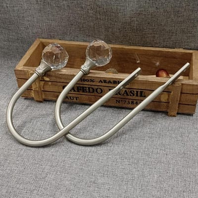 Lot de 2 embrasses de fenêtre en métal argenté en forme de U, accessoires pour rideaux en cristal, crochets muraux, accessoires pour la maison