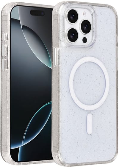 TUNIQ telefoonhoesje voor Apple iPhone 15 Pro Max - MagSafe met glitter - Transparant