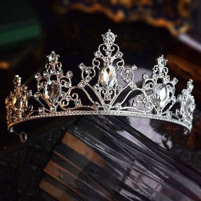 Super Glanzende Diamanten Prinses Koningin Kroon Hoofdband Bruid Bruiloft Banket Kroon Licht Luxe High End Temperament Haaraccessoires voor Vrouwen gray