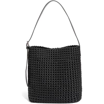 Windmolen Knoop Onderarm Tas, Modieuze Emmer Tas, Handgeweven Tas, Grote Capaciteit Tote Bag, High-end Enkelvoudige Schoudertas black