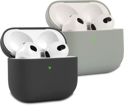 Beschermhoes voor Airpods 3 - 2 Stuks - Siliconen - Schokbestendig - Ultradun en Zacht - Zwart/Grijs