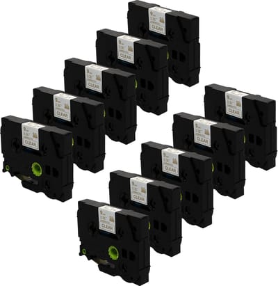DULA Brother Compatible label tape- Tze-124 - 10 cassettes - Brother P-Touch - Goud op transparant - 9mm x 8m