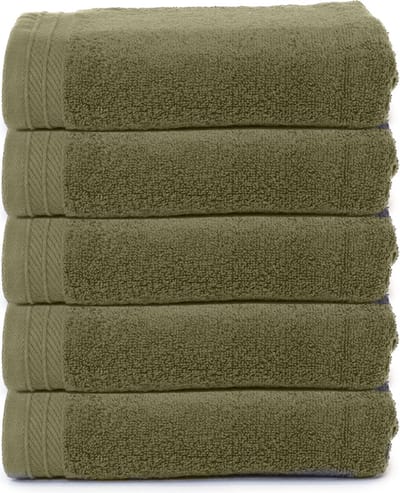 The One Towelling Organische Handdoeken Set - 5 Stuks - 50 x 100 cm - Hotelkwaliteit - Handdoekenset - Badhanddoek - 550gr/m2 - Katoen - Olijfgroen