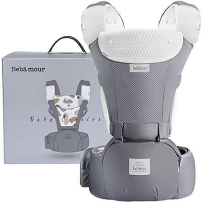 Ademend Ergonomische Babydrager voor 0-36 Maanden - 12 in 1 Draagopties met Heupsteun