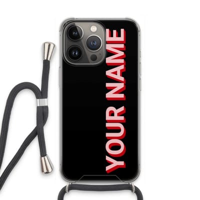 Gepersonaliseerd - Case Company® - Hoesje met koord geschikt voor iPhone 13 Pro hoesje met Koord - Namecase - Telefoonhoesje met Zwart Koord - Extra Bescherming aan alle Kanten en Over de Schermrand