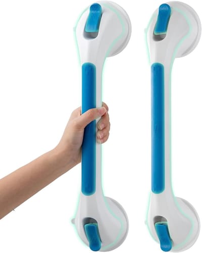 Suction Cup Douchegids met Glow-in-the-Dark Functie - 2 Sets van 43CM - Super Sterke Badkamer Veiligheidsbeugel met een Maximale Houdkracht van 110KG