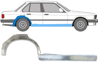 Volledige dorpel + reparatiepaneel achter spatbord voor BMW 3 E30 1982-1987