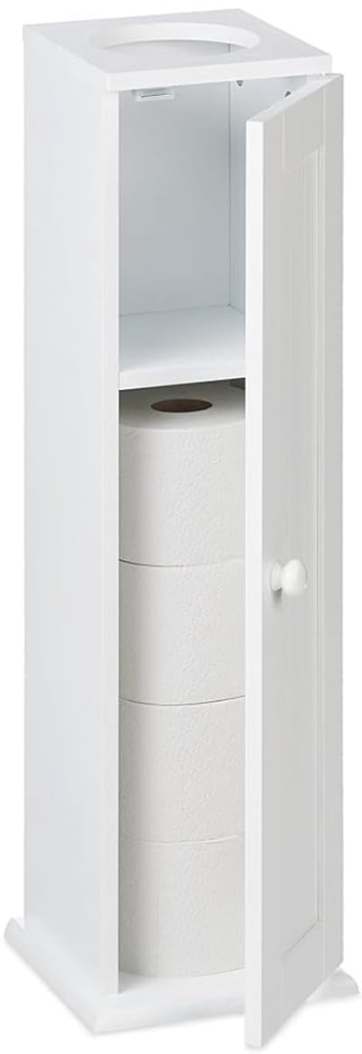 Verte Toiletkastje - Toiletkast met 2 Vakken en Een Opening voor Vochtige Doekjes - Deur 65 x 19,5 CM - Wit