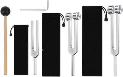 Stemvork Set - Geluidsinstrumenten Chakra - Energie Balanceren - Duurzame Aluminiumlegering - 3 Delig - Zilver