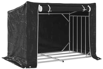 Houtrek voor haard met regenhoes 150.5x100.5x110.5 cm - Stalen houtopslag