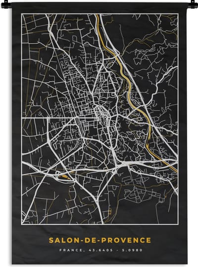 Wandkleed - Wanddoek - Plattegrond - Salon-de-Provence - Kaart - Frankrijk - Stadskaart - 120x180 cm - Wandtapijt