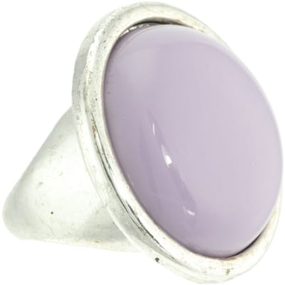 Behave - Ring - Vintage zilverkleurige ring met lila kunststof steen – Elegant en tijdloos