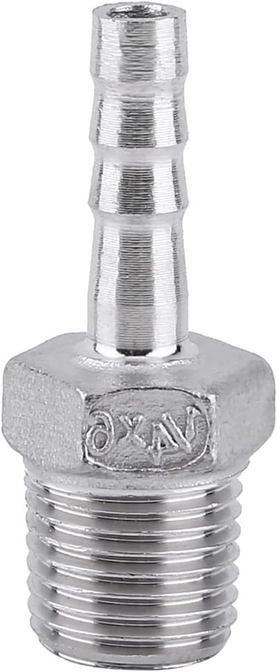 Hoge Kwaliteit RVS Slangverbinder met Mannelijk Draad, Geschikt voor 1/8" tot 3/4" Slangen, Duurzaam en Corrosiebestendig