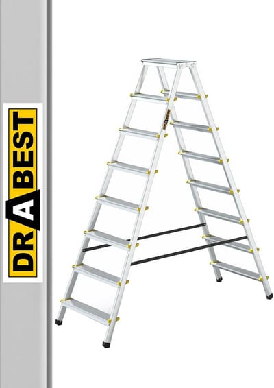 8 treden inklapbare stepladder dubbelzijdig max 150 kg TÜV keurmerk