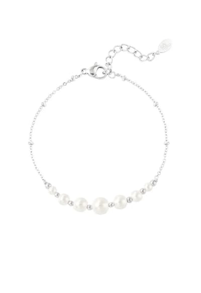 Goudlief Parel party armband - Zilverkleur - Verkleurt niet - Cadeau - Goudlief.nl