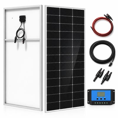 CINK Solar Zonnepaneel Set 320W - 2 Monokristallijne Panelen - Met Aluminium Frame en 12V/24V Laadregelaar - Voor Camper, Caravan, Boot en Woningdak - Zwart en Zilver