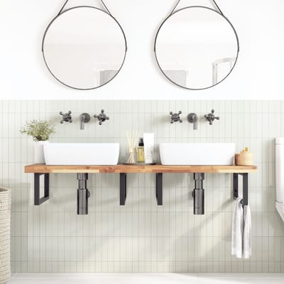 vidaXL - Badkamer - wandschap - staal - en - massief - acaciahout