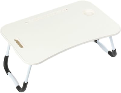 Ceruzo Opklapbare Laptoptafel – Bedtafel 60x40 cm – Wit–Tablethouder- Bekerhouder-Uitschuiflade