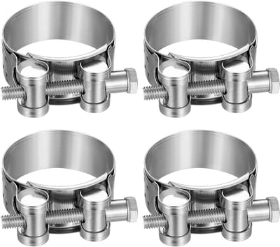 4 stuks klemklemmen van roestvrij staal, 40-43 mm, verstelbaar, roestvrijstalen klemklemmen, T-schroefklemmen voor halsbanden, uitlaatpijpen, waterleidingen, auto's