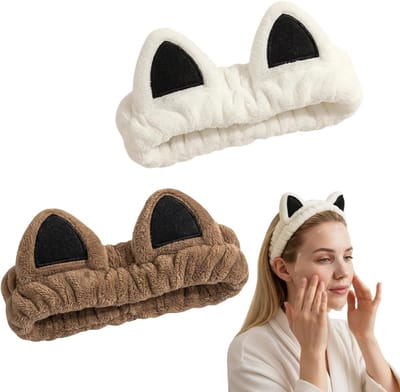 Schattige Dieren Haarbanden voor Gezichtsreiniging en Make-up, Zachte Koraal Fleece, Rekbare Haaraccessoires voor Dames