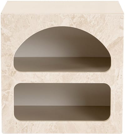 Vente-unique Nachtkastje met opbergruimte - Beige met marmerlook - LUELA
