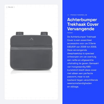 Dailygoods- Achterbumper Bescherming - Trekhaak Cover - Vervanging 51127202673 - ABS-Materiaal - Slijtvast - OEM-Design - Lange Levensduur - Trekhaakdop