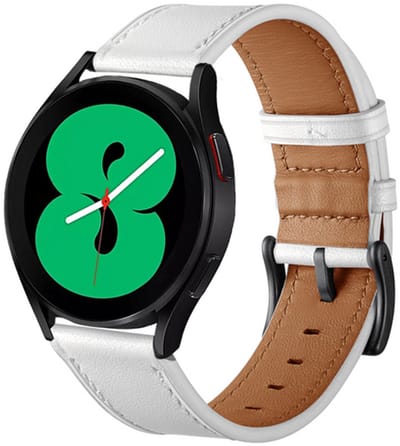 By Qubix - Geschikt voor Garmin bandje - Geschikt voor Garmin Vivoactive 4 / 4L - lederen bandje - Wit - Smartwatch bandje 22mm