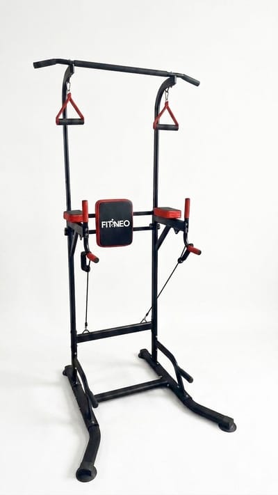 Fitneo® P3 Multifunctioneel Krachtstation – Pull Up Bar & Dip Station – Verstelbare Optrekstang 170-220 cm – Power Tower Rack – Tot 150 kg – Krachttraining Thuis – Homegym - NL Handleiding