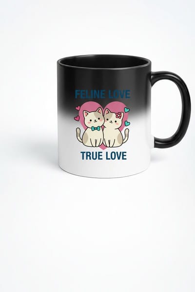 Magische Mok: 'Feline Love True Love' met Schattige Katten - Warmtegevoelig Cadeau