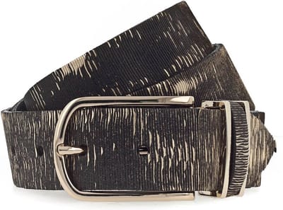 b.belt Riem Cuno Ledergürtel W105 Black / Gold Metallic Zwart Veelkleurig