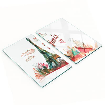 Decoratieve glazen snijplanken voor in de keuken, Parijs, ansichtkaart, 2x30x52 cm