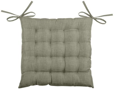 Stof Textile stoelkussen BEA - groen - 40 x 40 x 4 cm - touwtjes sluiting - binnen/buiten - zitkussens plat