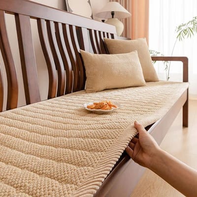 Dikke Ribstof Massief Hout Bankhoes Chinese Pluche Effen Kleur Antislip Bankkussen Bank Handdoek Huis Voor Woonkamer Decoratie 50x50cm 1pcs