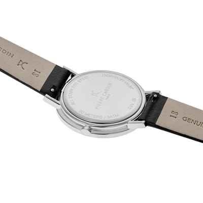 Pierre Cardin Belleville Simplicity CBV.1007 Horloge - Leer - Zwart - Ø 39 mm