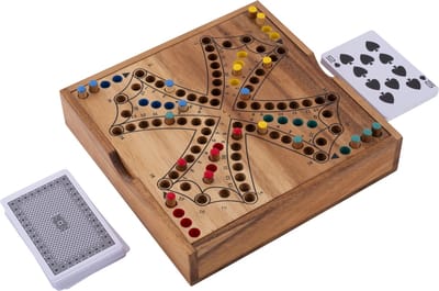 Toc Spel 4 Spelers – Houten Bordspel – Klassiek Strategiespel – Gezelschapsspel voor 2 tot 4 Spelers – Reisvriendelijk Bordspel – Engelhart