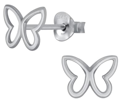 Joy|S - Zilveren vlinder oorbellen - 8 x 6 mm