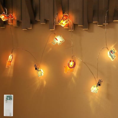 Lichtketting met Dieren Voor Binnen 2,15 m 12 LEDs Warmwit voor Kinderkamer en Feestdecoratie