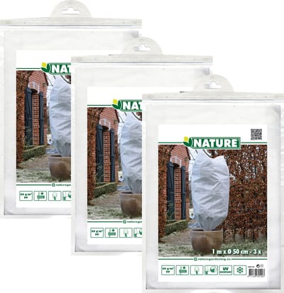 Nature plantenhoes met trekkoord - 9x stuks - H100 x D50 cm - wit - anti-vorst planten beschermhoes