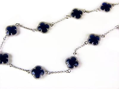 model 10 Fiori collier in zilver donkerblauwe klavers