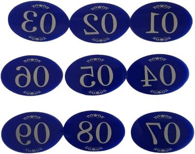 Deurplaat voor kluisjes met zelfklevende tape, nummers 1-25, blauw, ideaal voor organisatie en identificatie